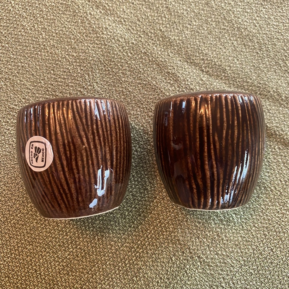 Vintage Tiki Farm ceramic salt and pepper shakers coconuts NWT